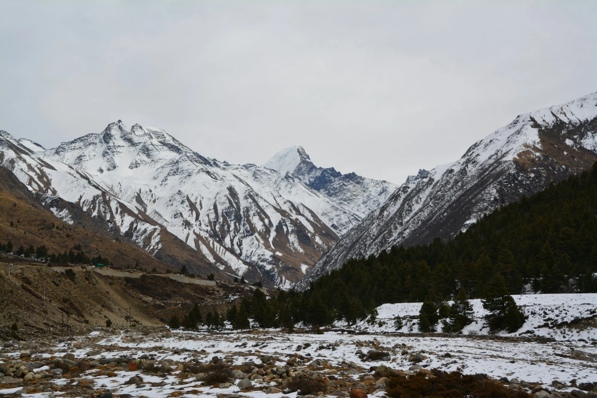 A winter mountain landscape at Chitkul