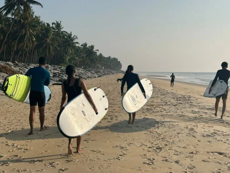 Surfers on Varkala beach